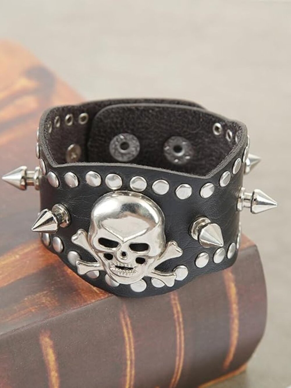 BRAND NEW Punk Leather Bracelets for Women Men Gothic Skull